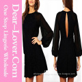Black Lace Vintage Dress with Blouson Sleeves
